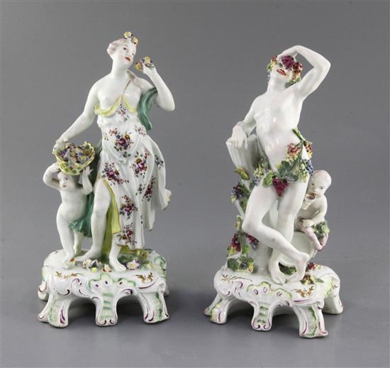Two Derby classical groups emblematic of Spring & Autumn, c.1758, h. 26cm